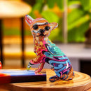 GobekUsa Chihuahua Dog Ornament Resin Handicrafts Home Decor Graffiti Art 18cm