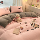 GobekUsa Cartoon Embroidered Cotton Bedding Set for King/Queen Beds