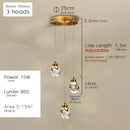 GobekUsa K9 Crystal Dining Chandeliers: Gold Wire Hanging Ceiling Lights for Bedroom, Balcony, Bar Room