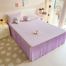 GobekUsa Cool Fabric Latex Bed Skirt Set: Solid Color Summer Mat with Elastic Band