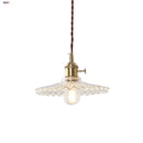 GobekUsa Glass Copper LED Pendant Lamp with Wire Adjustment & Knob Switch