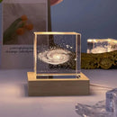 GobekUsa 3D Moon Solar Galaxy Crystal Glass Cube Night Light Desktop Decor