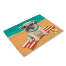 GobekUsa Cute Dog Linen Dining Mats Coasters 42*32cm Home Decor