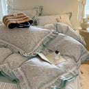 GobekUsa Lace Ruffles Cotton Floral Duvet Set with Pillowcase, Princess Bedding