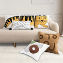 GobekUsa Cartoon Tiger Embroidered Cotton Pillow Cover for Bedroom
