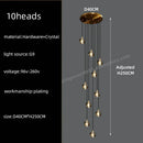 GobekUsa Black & Gold Crystal Chandelier LED Pendant Light Fixture Loft Staircase Lighting