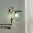 GobekUsa Blue Glass Wall Sconce Pull Chain Switch Modern Stair Light