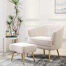 GobekUsa Comfortable Beige Bucket Shaped Club Living Room Armchair with Golden Metal Legs