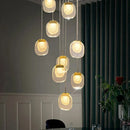 GobekUsa Gold Crystal Staircase Chandelier: Luxury Indoor Lighting for Dining Room & Hallway