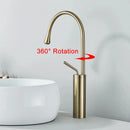 GobekUsa Gold Waterfall Wine Glass Basin Faucet - Single Lever Bathroom Mixer