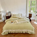 GobekUsa French Lace Ruffles Bedding Set - Soft and Skin-friendly Duvet Cover Set