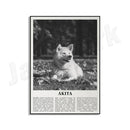 GobekUsa Black & White Dog Breeds Poster: Greyhound, Cocker Spaniel, Akita, Malamute, Cattle Dog
