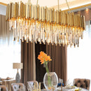 GobekUsa Gold Crystal Chandelier: Modern Luxury LED Pendant Lights for Living, Dining, Bedroom Decor