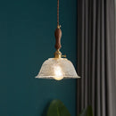 GobekUsa LED Pendant Light Fixture Wood Handle Clear Glass Modern Hanging Lamp