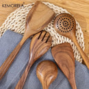 GobekUsa 5-Piece Natural Wooden Tableware Set | Kitchen Cookware Utensils