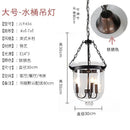 GobekUsa Glass Bucket Pendant Light Retro Dining Room Foyer Black/Rust LED Fixture