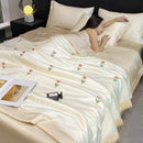 GobekUsa Bowknot Embroidered Summer Bedding Set - Soft & Skin-friendly Quilt, Duvet, Pillowcases