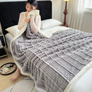 GobekUsa Cozy Lamb Wool Plush Blanket for Adults: Soft, Thickened, Multi-Use Ribbed Shawl