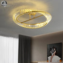 GobekUsa Gold Ring Crystal LED Ceiling Chandelier for Bedroom Living Room Hallway