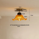 GobekUsa Amber Glass Ceiling Lamp Wood Nordic Modern Bedroom Bathroom Light