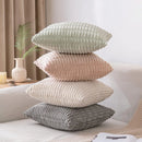 GobekUsa Corduroy Striped Throw Pillow Covers | Soft White Decorative Square Cushion Case