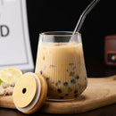 GobekUsa Glass Cup Set with Lid and Straw for Tea Coffee Juice Beer Milk Mocha