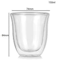 GobekUsa 5PCS Double Wall Glass Coffee Mugs Set, 150ml Insulated Cups for Bar Tea Juice