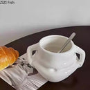 GobekUsa Big Belly Ceramic Mug Set for Dining Table, Coffee, Tea, and Juice