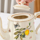 GobekUsa Gold Edge Cup & Saucer Set: Lemon Teapot, Coffee Mug, Ceramic Plates & Drinkware