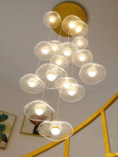 GobekUsa Gold Acrylic Chandeliers LED Pendant Lamp Modern Staircase Living Room Lighting