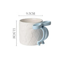 GobekUsa Bowknot Ceramic Mug & Saucer Set - Tea, Coffee, Juice Cup for Dining Table