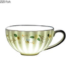 GobekUsa Elegant Gold Flower Cup & Saucer Set - Delicate Porcelain Tea Coffee Mug