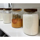 GobekUsa 3L Kitchen Glass Jars with Acacia Airtight Lid - Set of 2 | Versatile Food Storage Containers