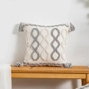 GobekUsa Geometric Tufted Tassel Cushion Cover White Grey Bohemian Decor Pillow Cover