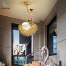 GobekUsa Bird's Nest Glass LED Ceiling Lamp for Modern Nordic Living Room Decor