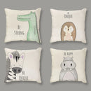 GobekUsa Cartoon Animal Linen Pillowcase | Home Decor Throw Pillow Covers for Sofa