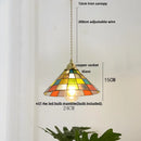 GobekUsa Colorful Glass Magic Cube LED Pendant Lights Tiffany Style Wood Hang Lamp