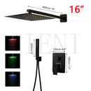 GobekUsa Black Bathroom Shower Faucet Set with Ceiling Mount LED Shower Head Mixer Tap