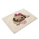 GobekUsa Cute Dog Linen Dining Mats Coasters 42*32cm Home Decor
