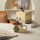 GobekUsa Creative Ceramic Coffee Mug with Lid for Couples