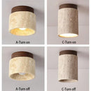 Modern Travertine Stone Pendant Light in White