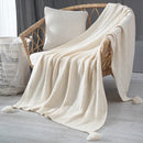 GobekUsa Knitted Sofa Throw Blanket with Fringe Yarn