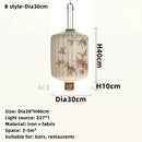 GobekUsa Bamboo Leaf Pattern Lantern Pendent Lamp - Hand-painted Japanese Style Room Decor