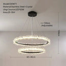 GobekUsa Crystal Gold/Black Ring LED Chandelier: Minimalist Luxury Hanging Ceiling Light Fixtures