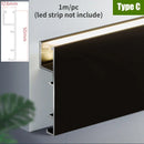 GobekUsa Black Aluminium LED Profile for Recessed Skirting with Silicone Cover