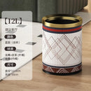 GobekUsa Leather Trash Bin Gold/Silver Metal Large Capacity for Home & Hotel