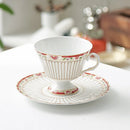 GobekUsa Gold-Striped Ceramic Cup & Saucer Set for Dining Table Coffee Milk Tea Juice