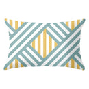 GobekUsa Geometric Striped Curved Rectangle Pillowcase - Yellow Blue Sofa Throw Pillows