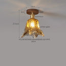 GobekUsa Amber Glass LED Ceiling Light: Modern Aluminum Wood Kitchen Balcony Room Lamp