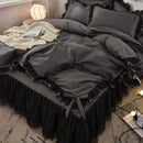 GobekUsa Korean Bed Skirt Set with Ruffled Edges - Solid, Skin-Friendly Bedding Kit